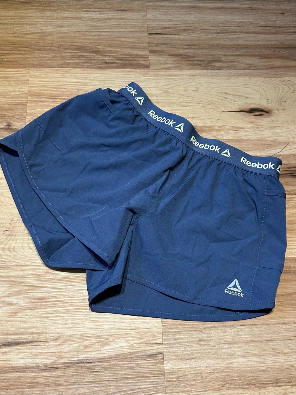 Reebok Navy Athletic Shorts with Branded Waistband